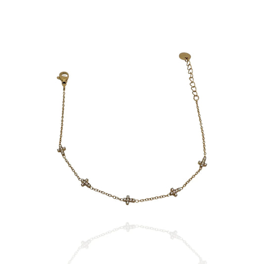 Pulsera fina Cruz con zircones