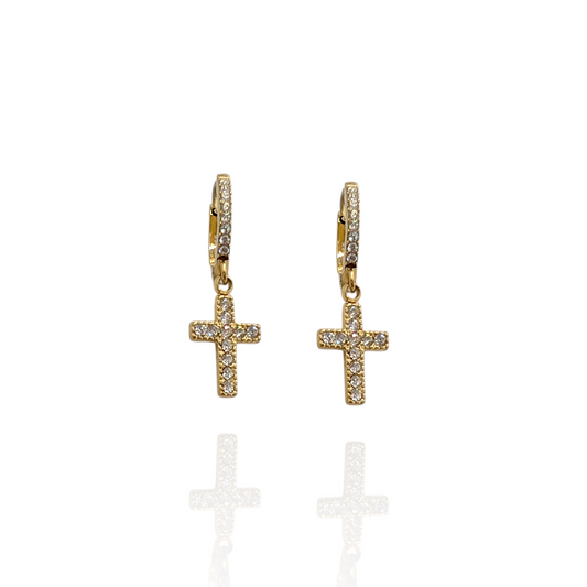 Pendientes aros con cruz