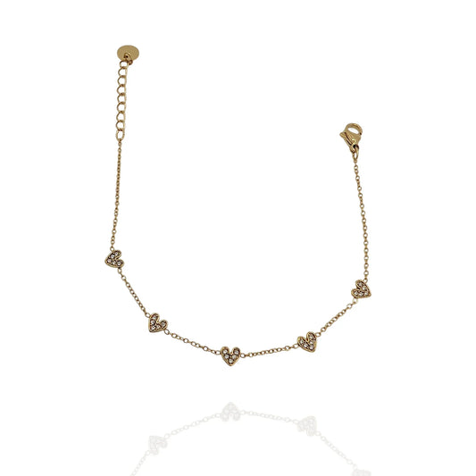Pulsera fina Corazones con zircones