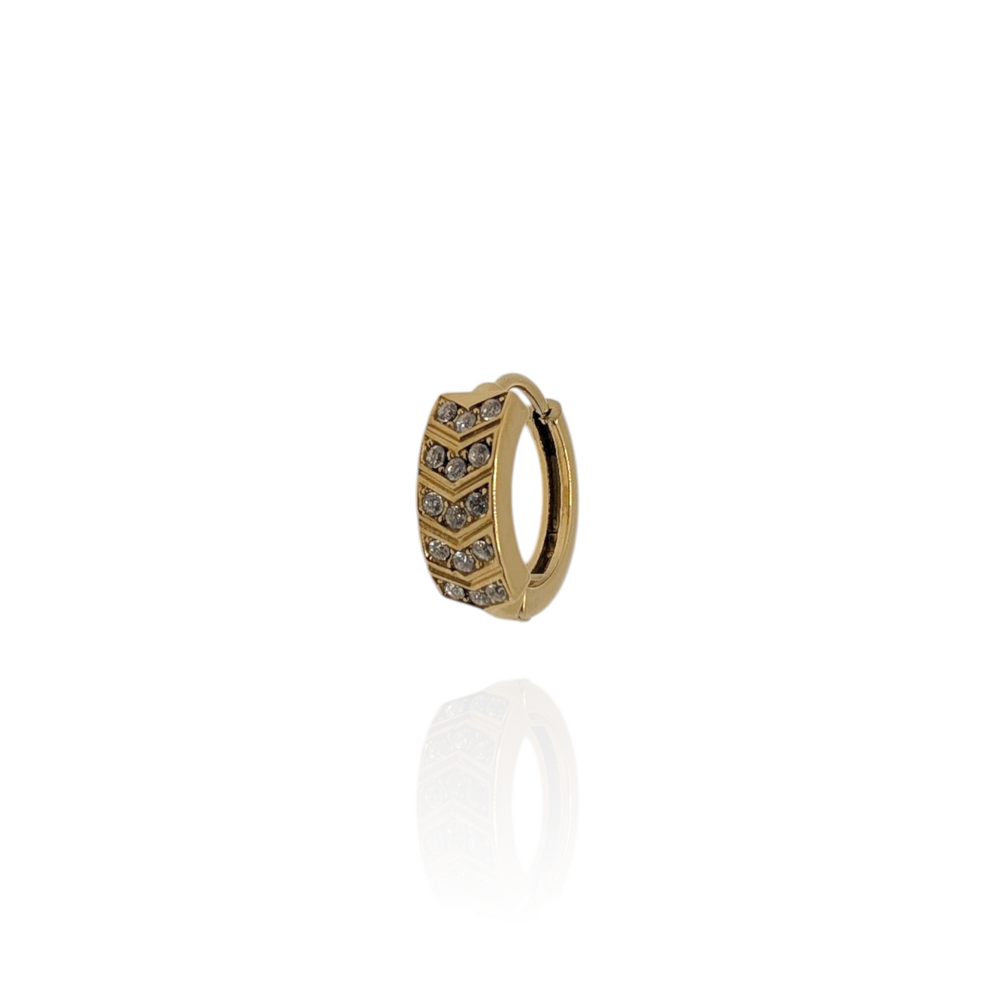 Pendiente aros en acero inox y baño en oro 18 kt  (1 unidad)
