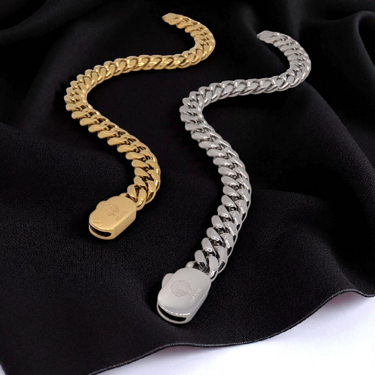 Pulsera con eslabones de 8 mm plateado