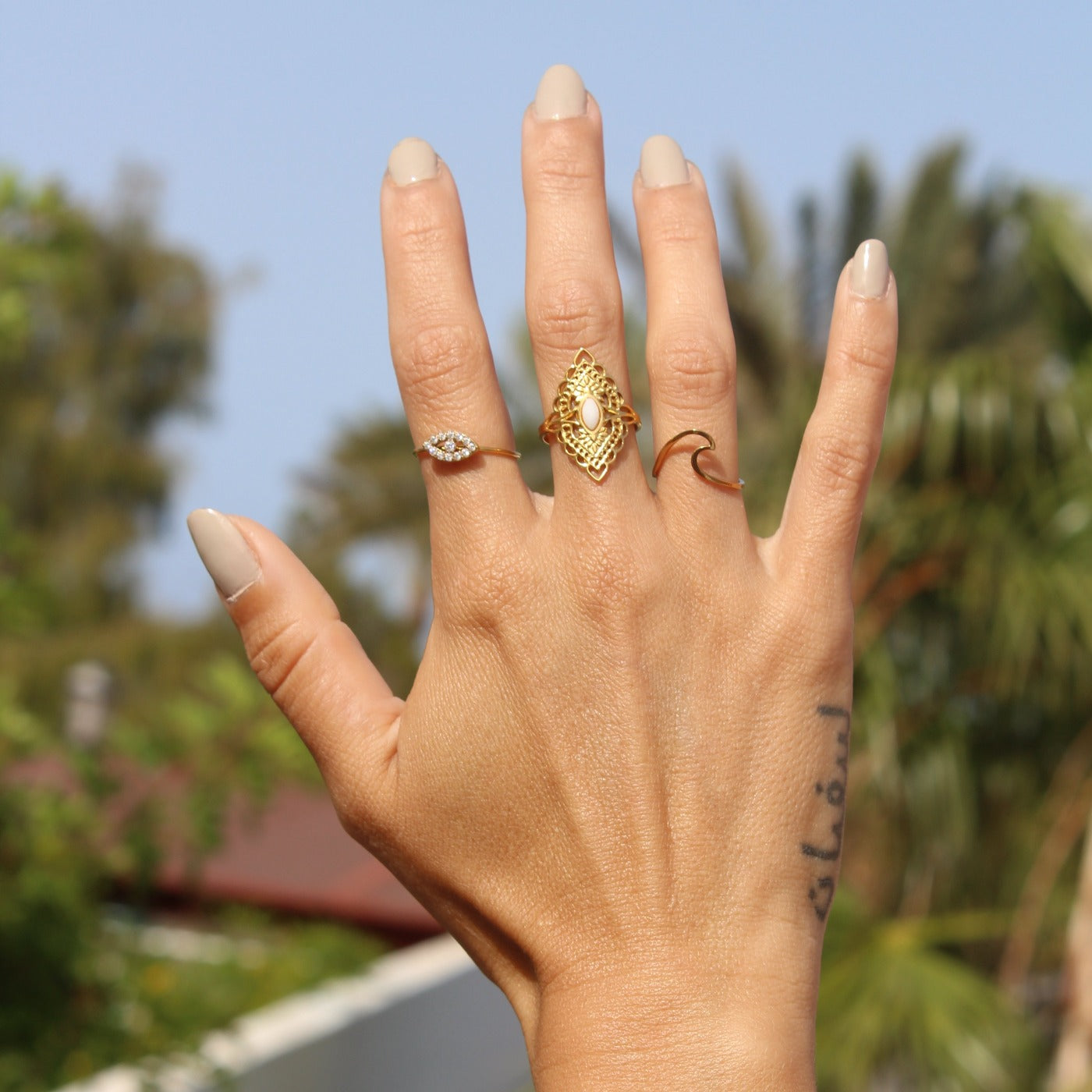 ring wave in stainless steel gold plated ailana jewelry