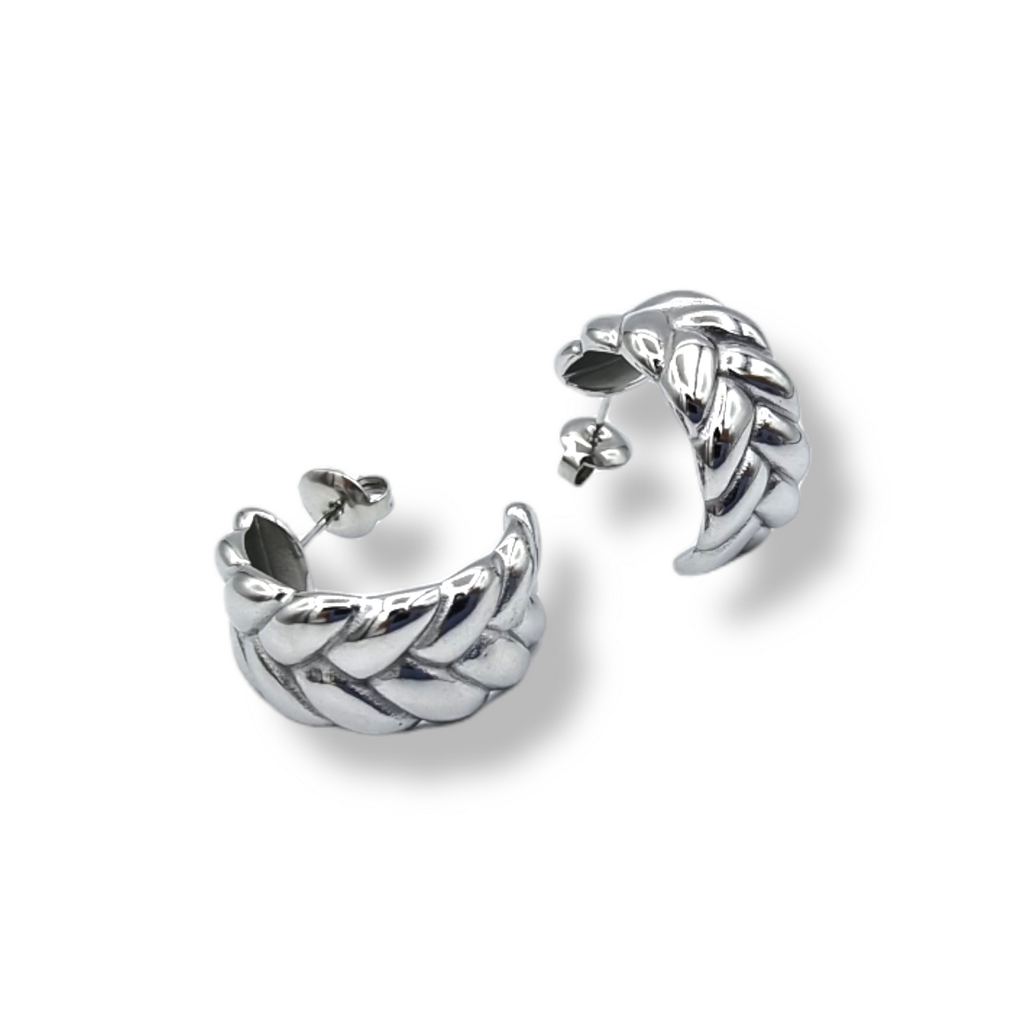 Thick Huggie Earrings (Silver)